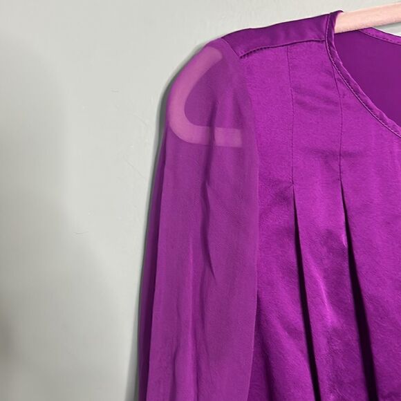 Marciano Silk Blouse Sheer Long Sleeve - Picture 6 of 9